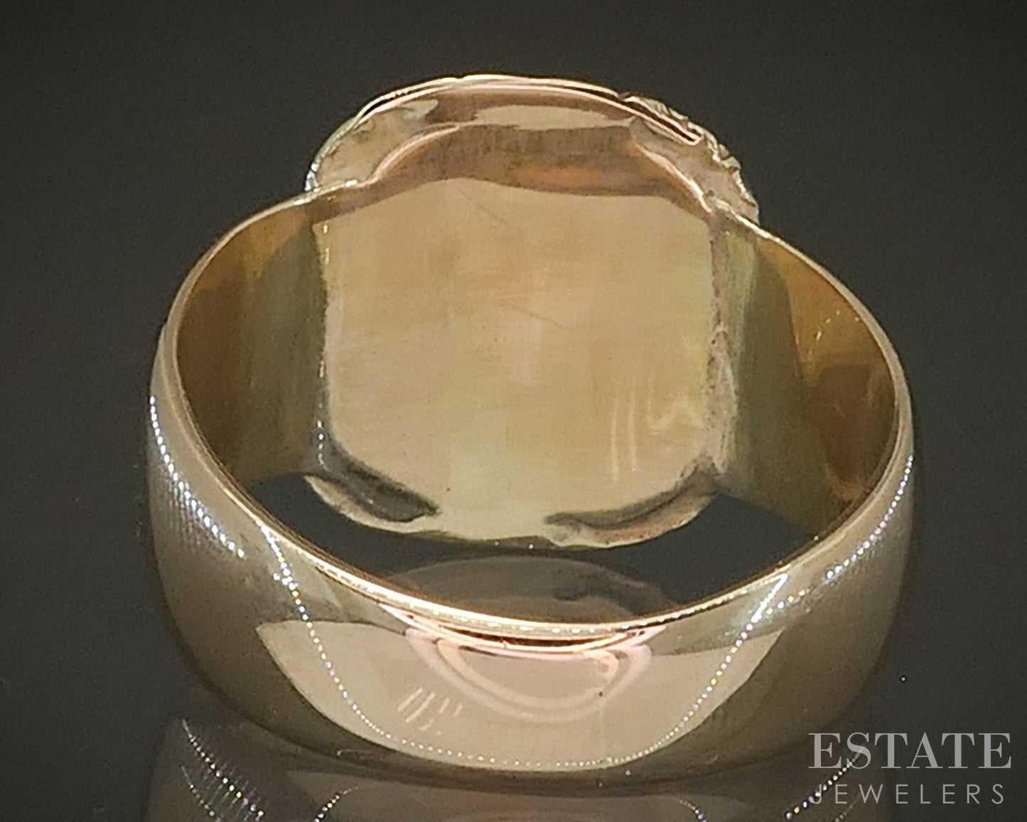 Antique Victorian 14k Yellow Gold Blank Signet Floral Band Ring 7.8g p25017b