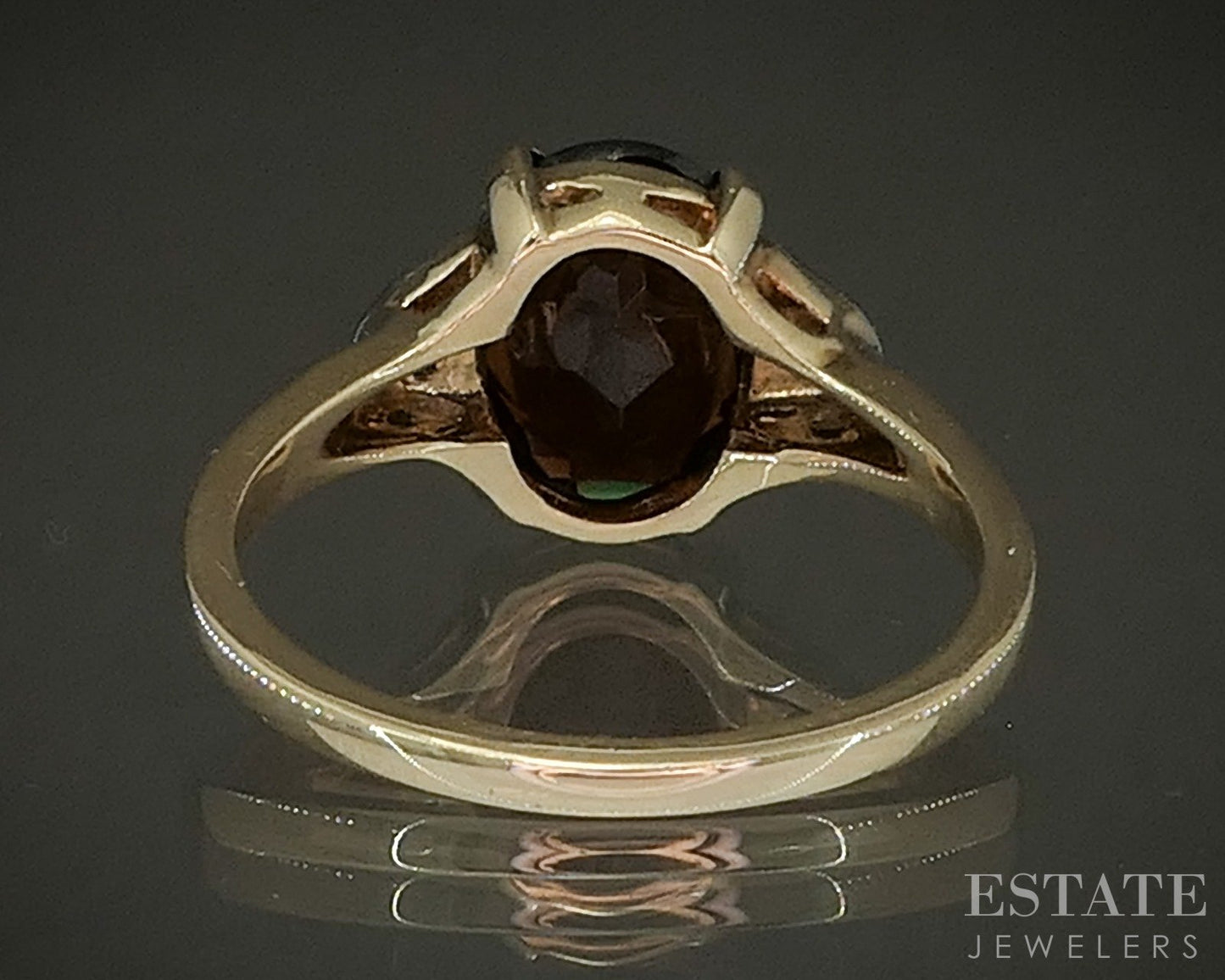 Vintage 10k Yellow Gold Oval Natural Garnet & Diamond Ladies Ring 3.2g p25136b