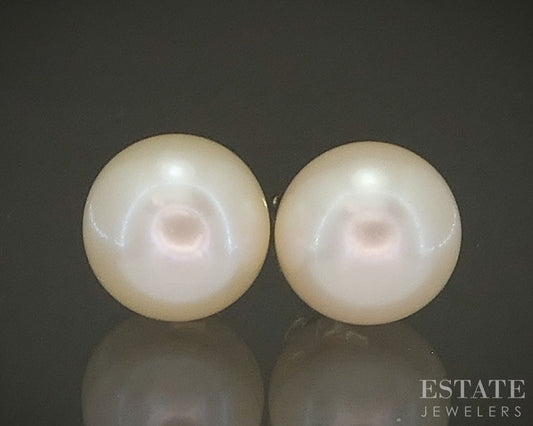 10k Yellow Gold 6.7mm Cultured Pearl Stud Ladies Earrings p25243b