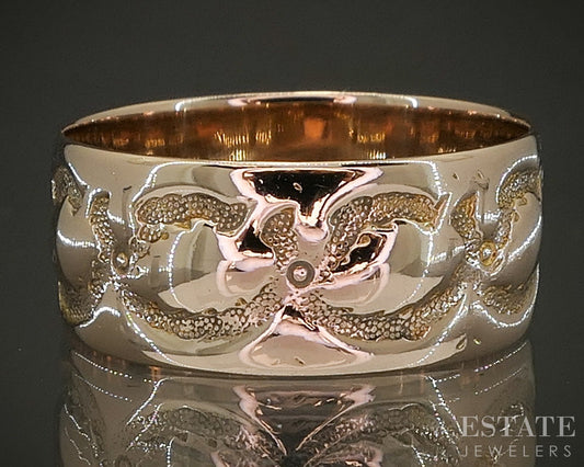 Antique Victorian 10k Yellow Gold 8mm Ostby Barton Cigar Band Ring 3.2g p25063b