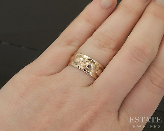 Antique Victorian 10k Yellow Gold 8mm Ostby Barton Cigar Band Ring 3.2g p25063b