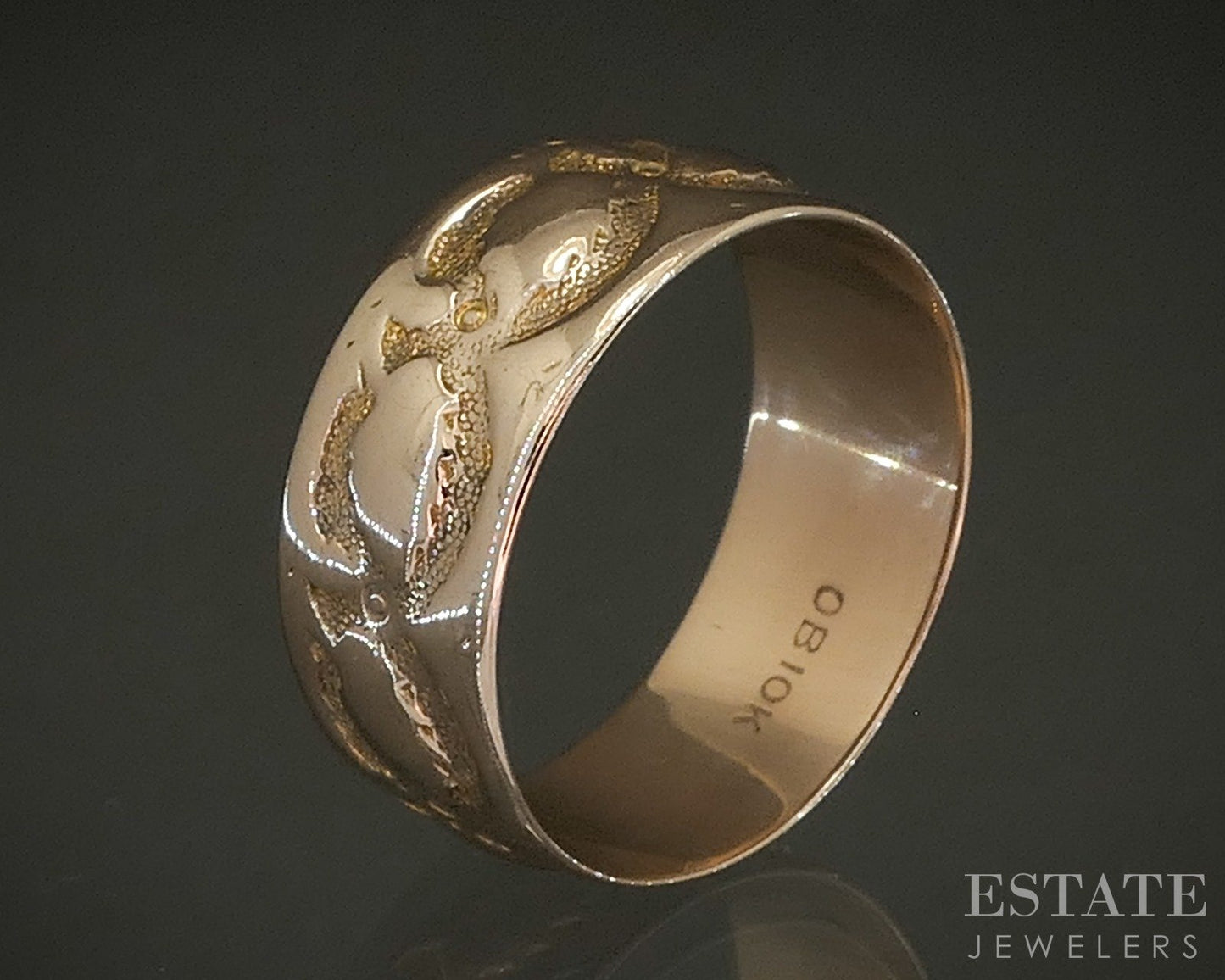 Antique Victorian 10k Yellow Gold 8mm Ostby Barton Cigar Band Ring 3.2g p25063b