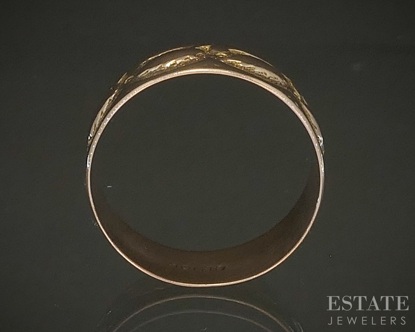 Antique Victorian 10k Yellow Gold 8mm Ostby Barton Cigar Band Ring 3.2g p25063b