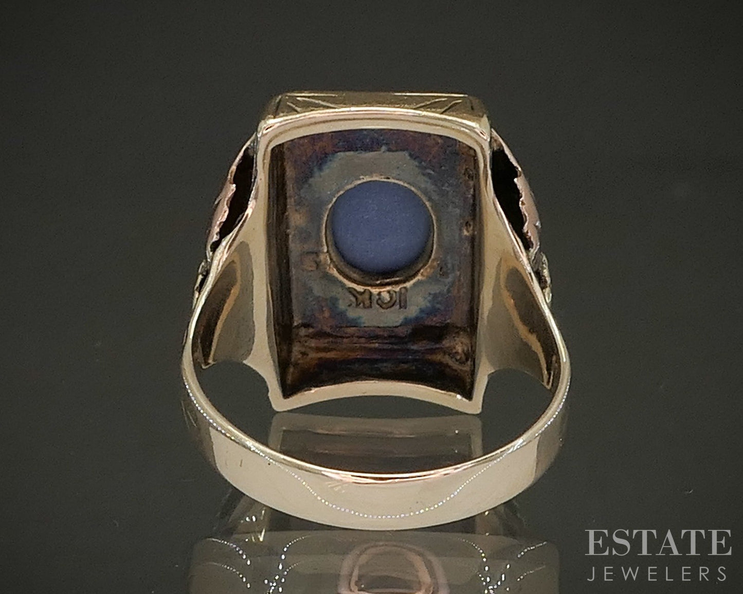 Vintage 10k Black Hills Gold Blue Star Sapphire Shield Band Ring 7.7g p25140b