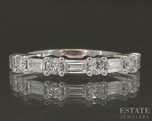 14k White Gold Lab Created Diamond Ladies Wedding Band Ring 1.9g p24871b