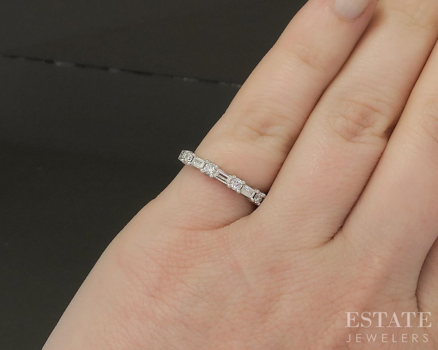 14k White Gold Lab Created Diamond Ladies Wedding Band Ring 1.9g p24871b