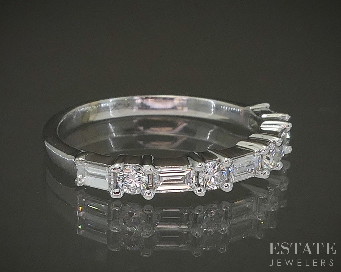 14k White Gold Lab Created Diamond Ladies Wedding Band Ring 1.9g p24871b