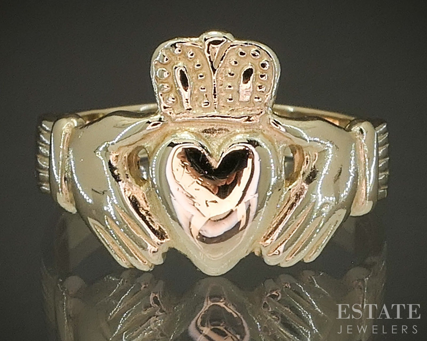14k Yellow Gold Irish Claddagh Band Ring 5.7g p24956b