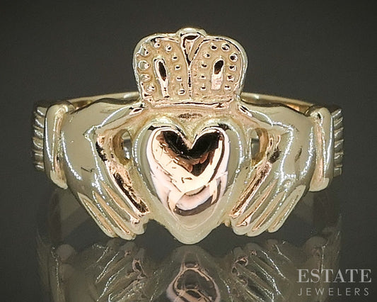 14k Yellow Gold Irish Claddagh Band Ring 5.7g p24956b