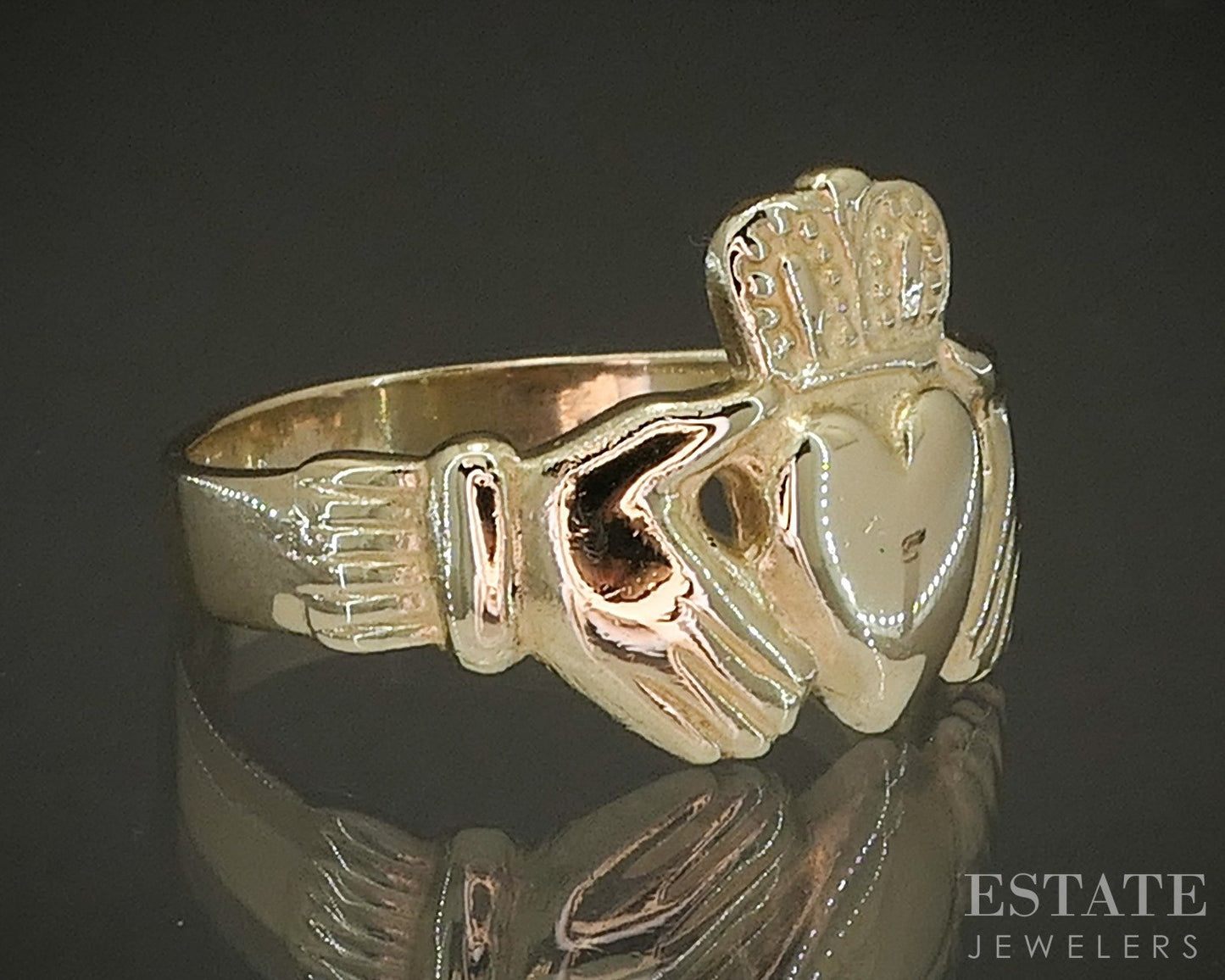 14k Yellow Gold Irish Claddagh Band Ring 5.7g p24956b