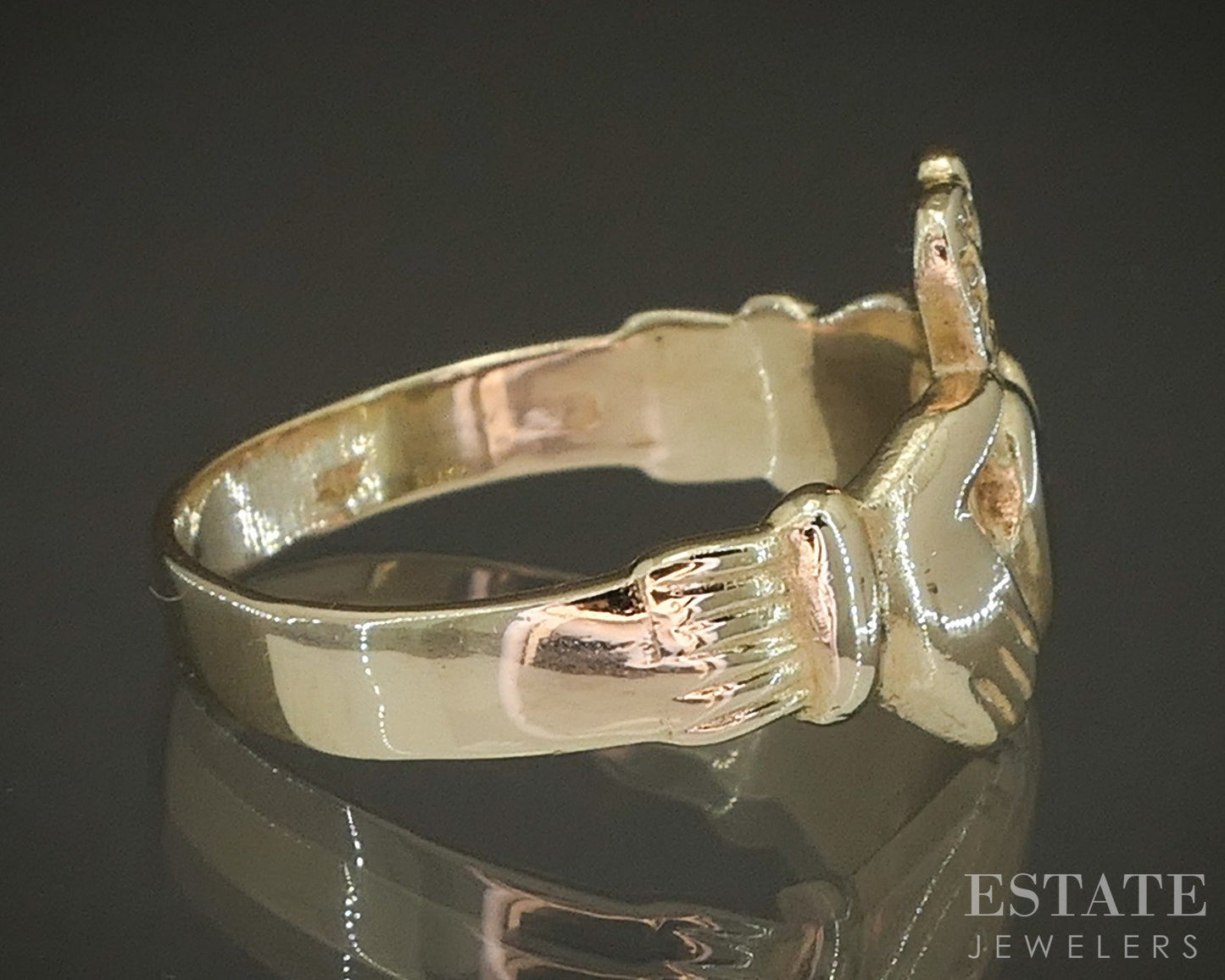 14k Yellow Gold Irish Claddagh Band Ring 5.7g p24956b
