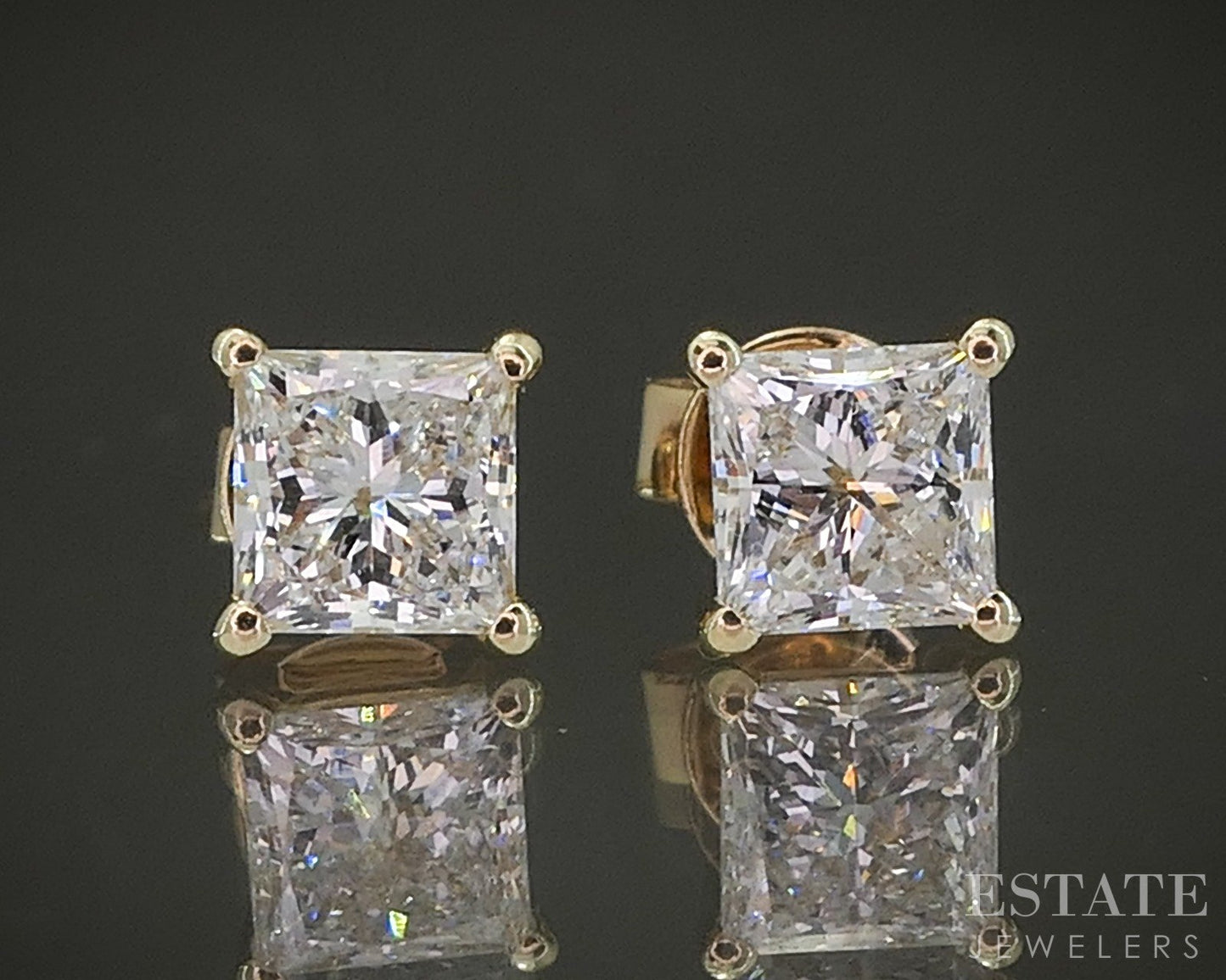 14k Yellow Gold Princess Lab Created 1ctw Diamond Stud Earrings p15475b