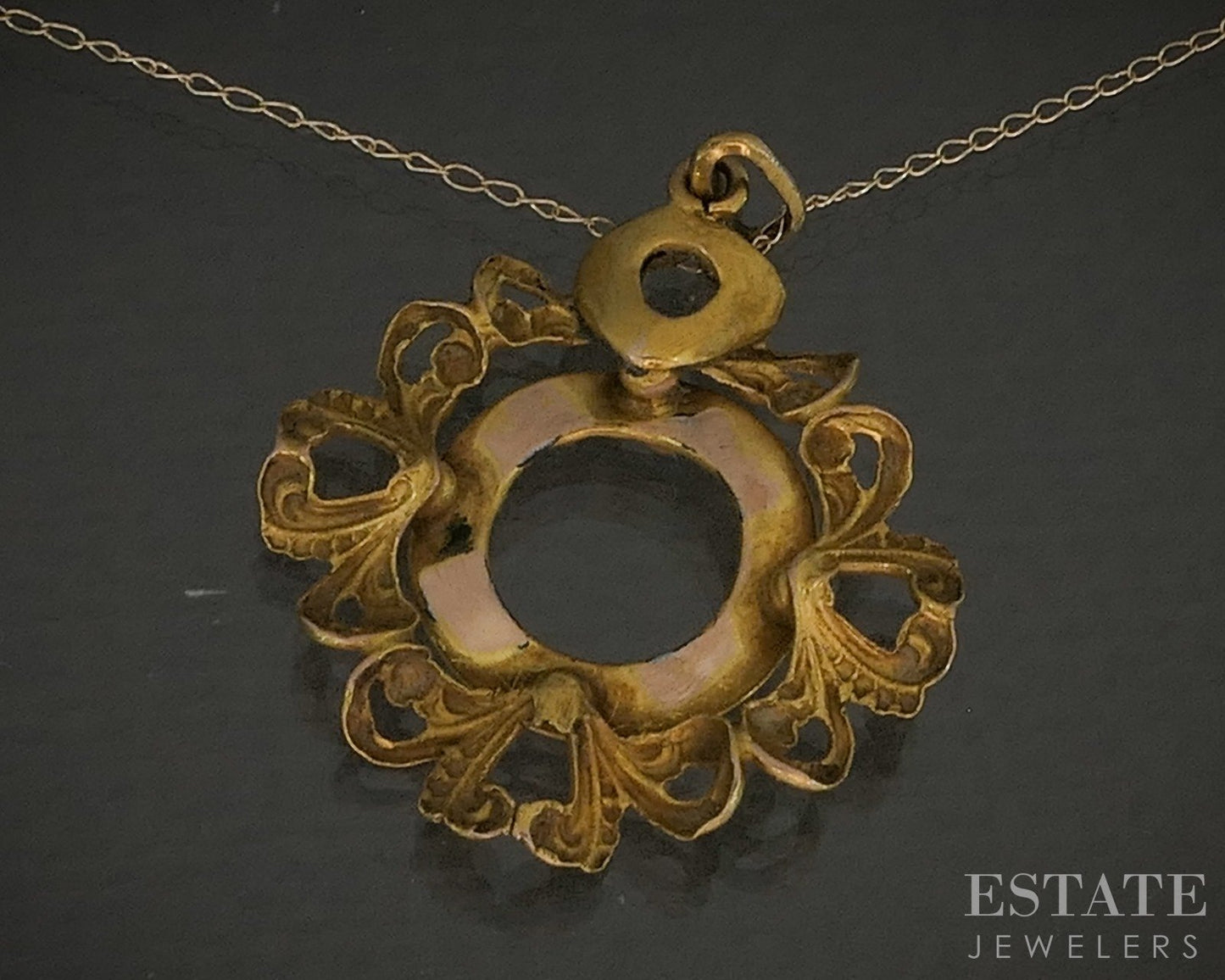 Antique Victorian 14k Yellow Gold Seed Pearl Circle Necklace 2.1g p24964b