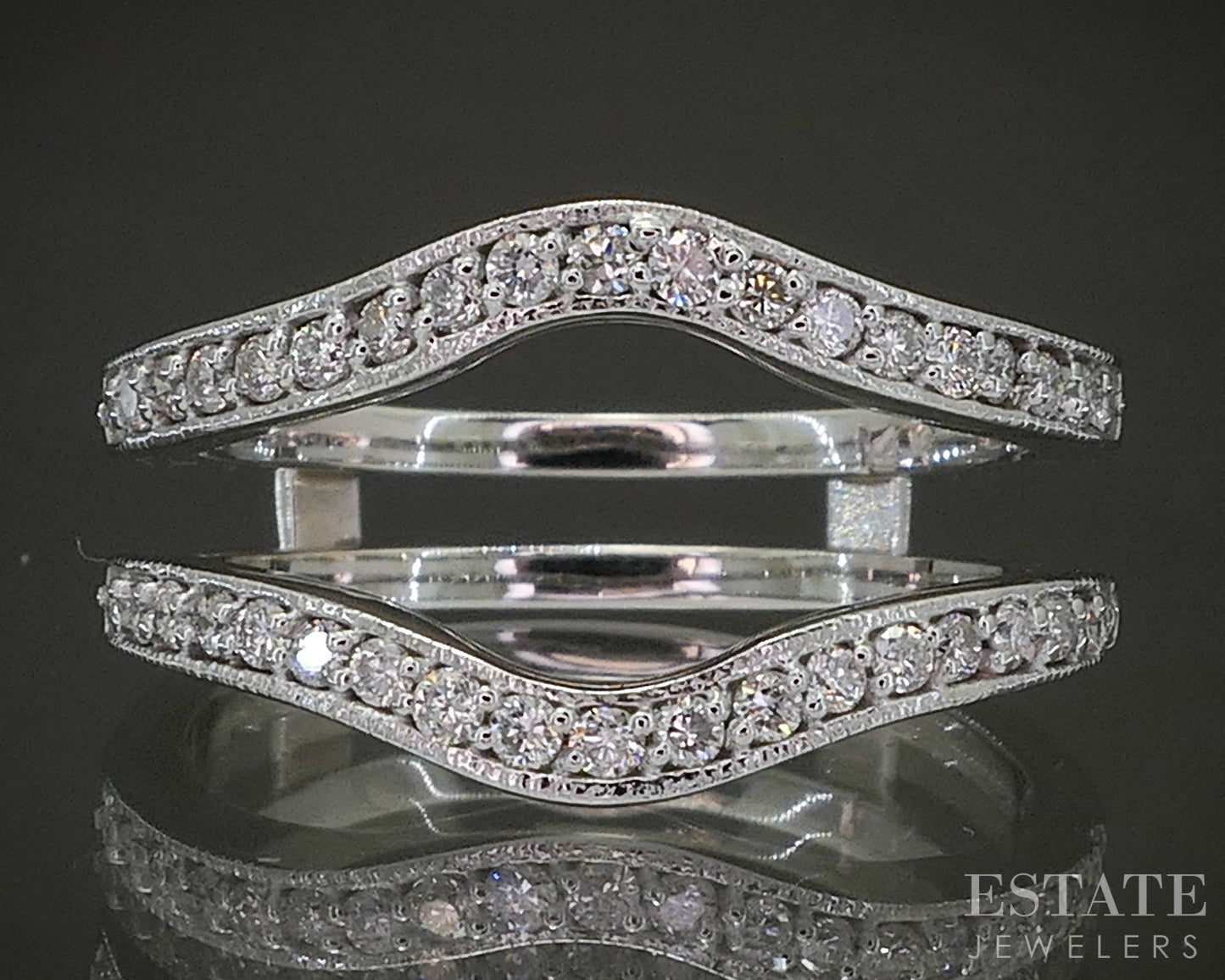 14k White Gold Natural .19ctw Diamond Ladies Wedding Jacket 4.9g p24872b