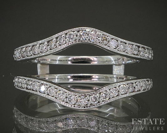 14k White Gold Natural .19ctw Diamond Ladies Wedding Jacket 4.9g p24872b