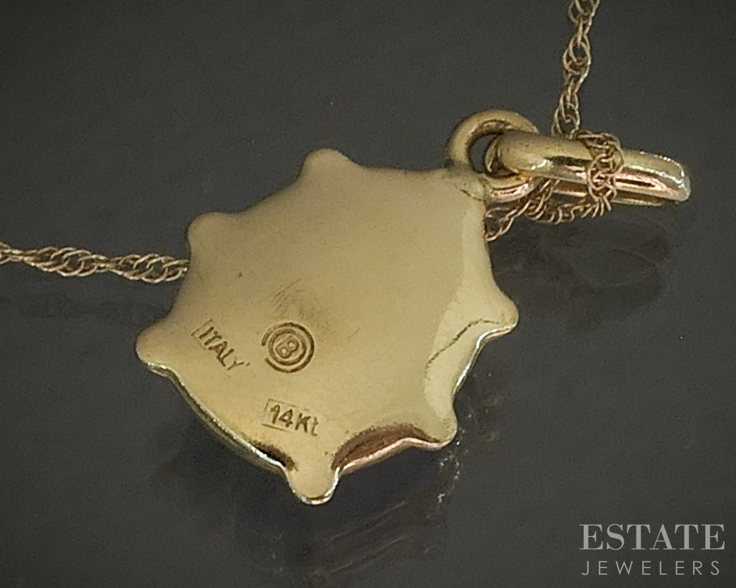 14k Yellow Gold Enameled Lavender Ladybug Ladies Necklace 1.3g 17.5"L p25095b
