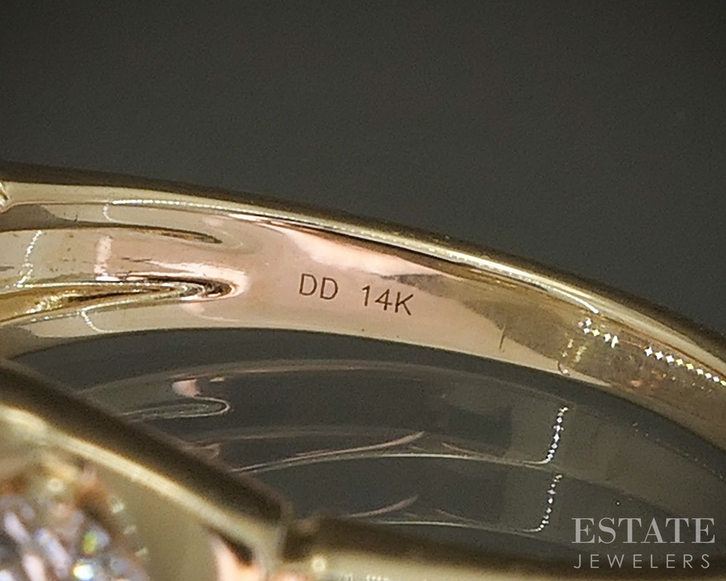 14k Yellow Gold OEC Natural .94ctw Diamond Three Stone Engagement Ring p27184