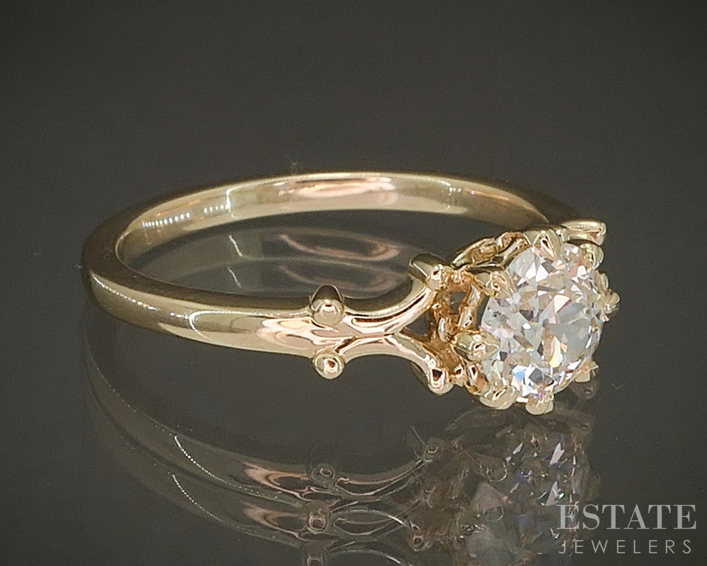 14k Yellow Gold OEC Natural .79ct Diamond Solitaire Engagement Ring p27181