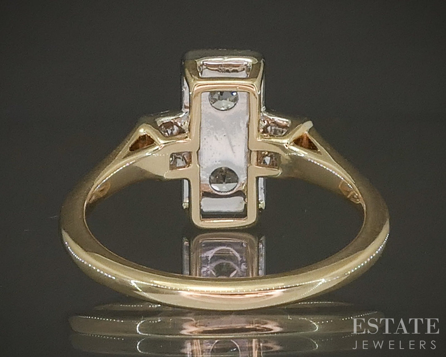14k Yellow & White Gold OEC Baguette Natural .88ctw Diamond Ring p27182