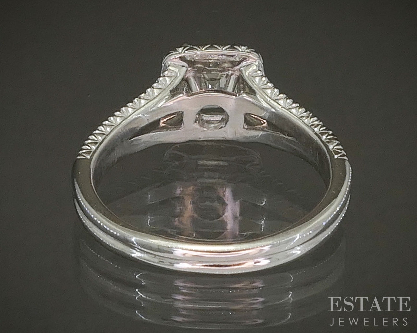 18k White Gold Emerald Natural .95ctw Diamond Bellarri Engagement Ring p24167