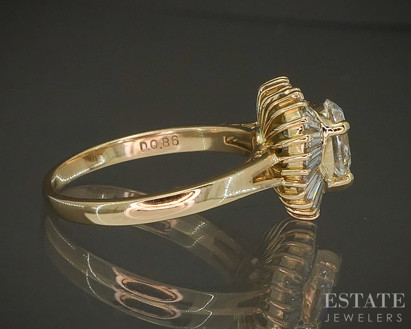 18k Yellow Gold Pear Natural 1.51ctw Diamond Ballerina Engagement Ring p26290