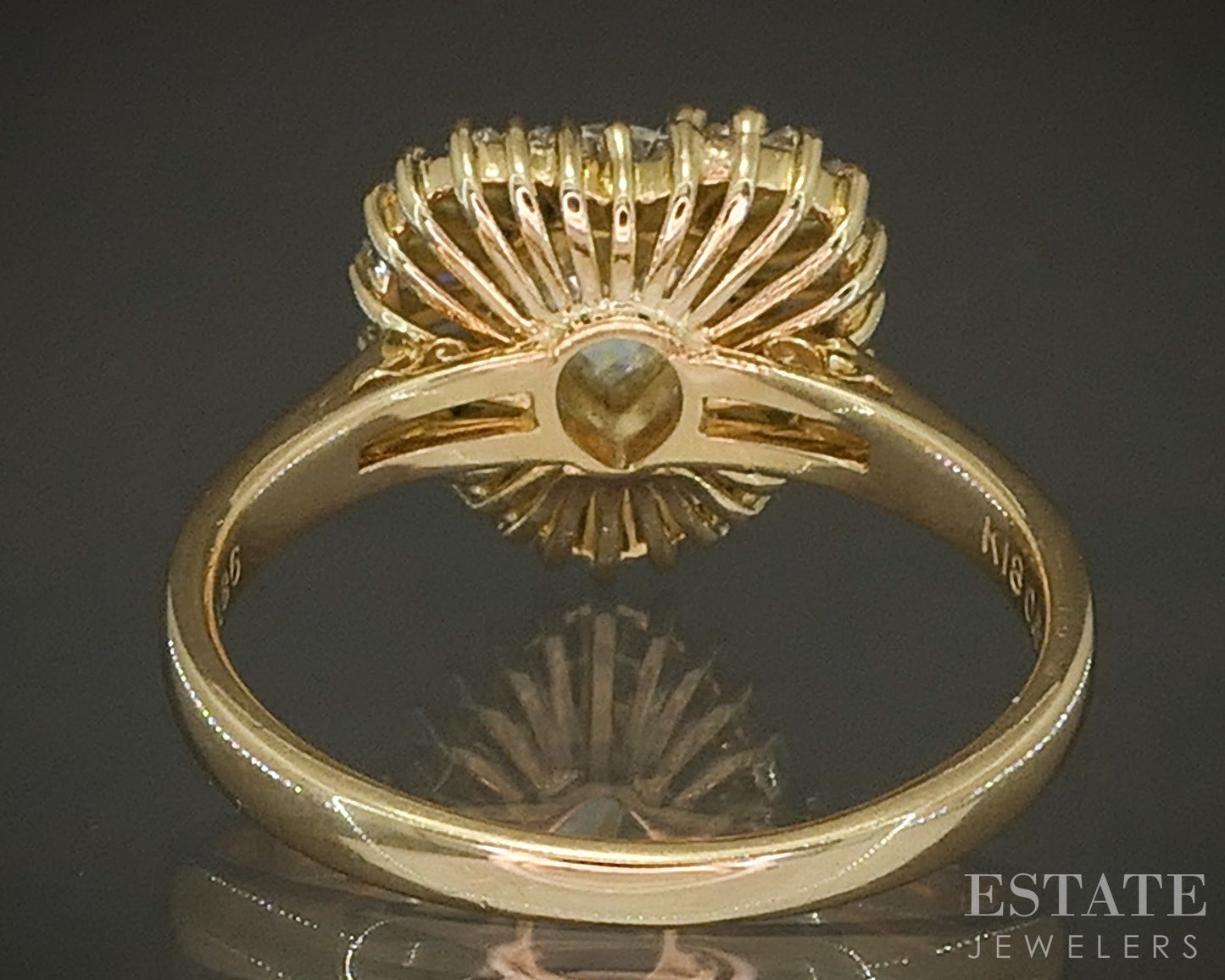 18k Yellow Gold Pear Natural 1.51ctw Diamond Ballerina Engagement Ring p26290