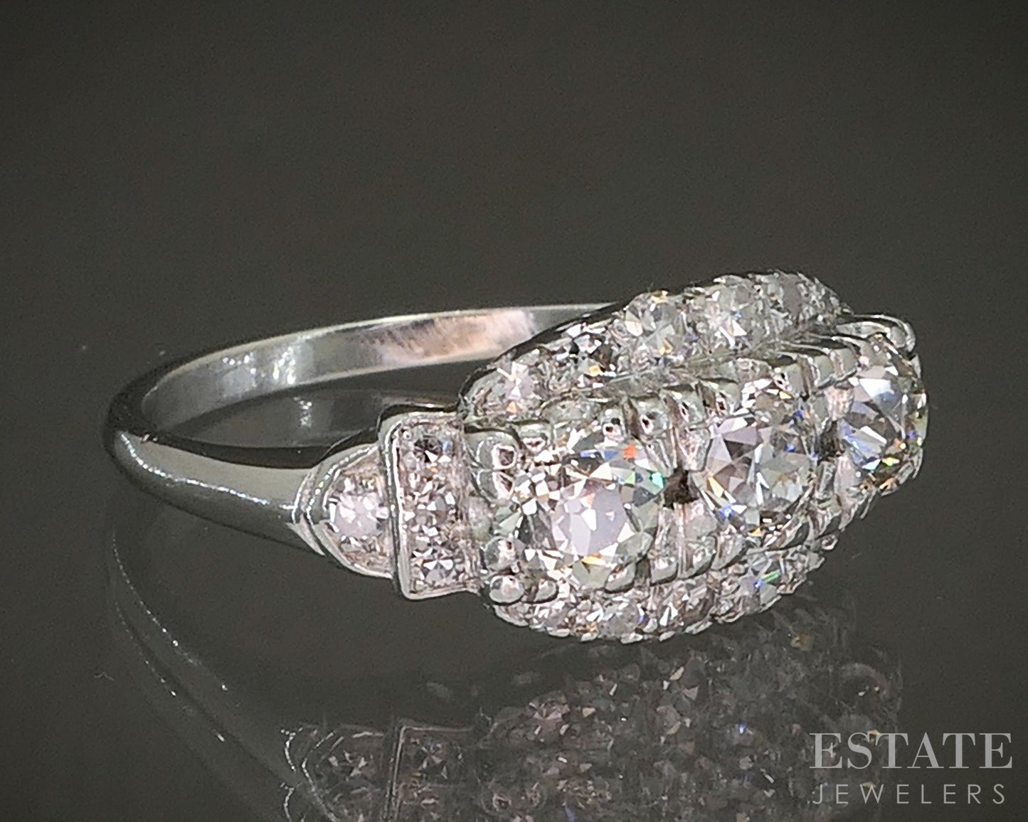Antique Art Deco Platinum OEC Natural 1.13ctw Diamond Engagement Ring p26275