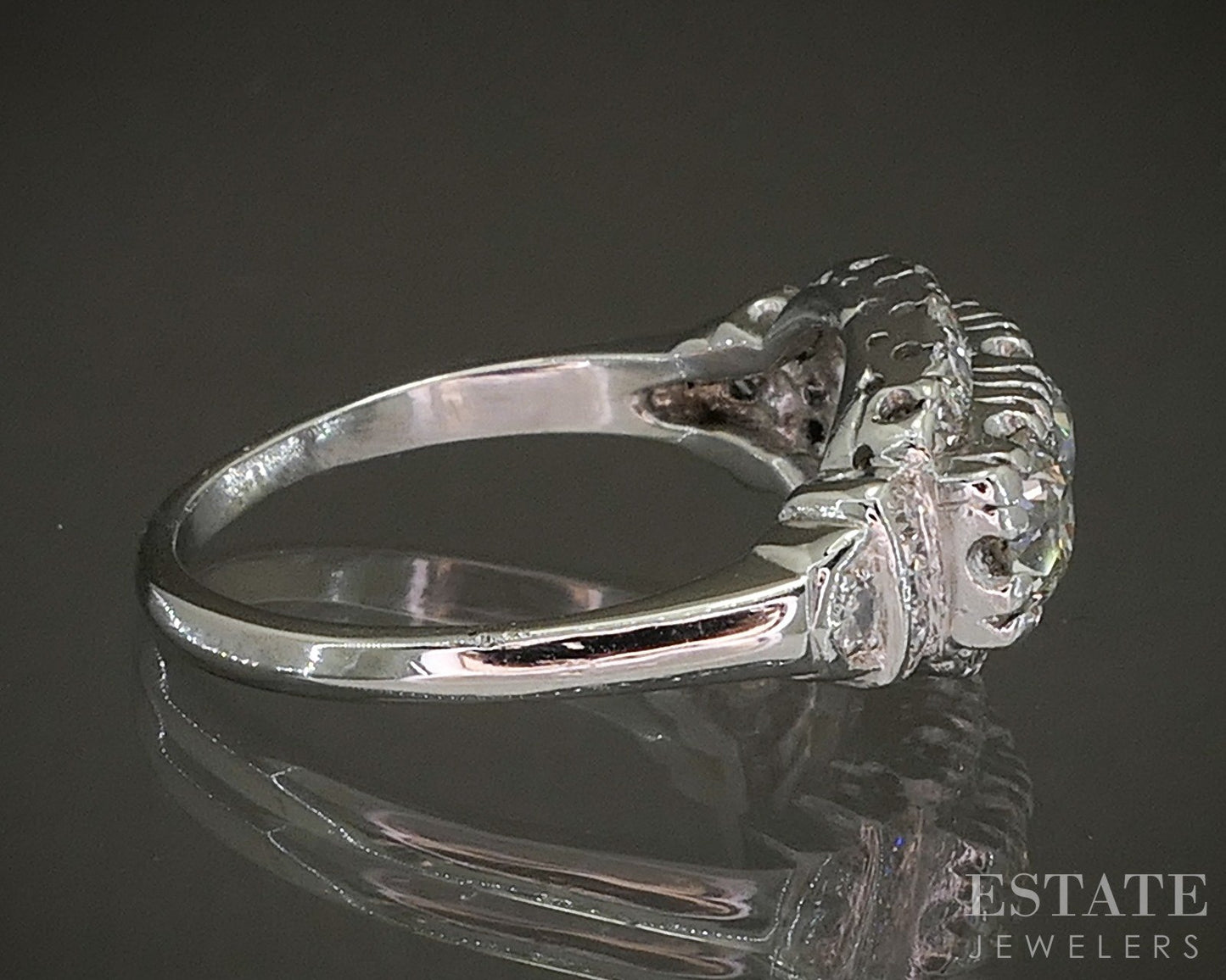 Antique Art Deco Platinum OEC Natural 1.13ctw Diamond Engagement Ring p26275