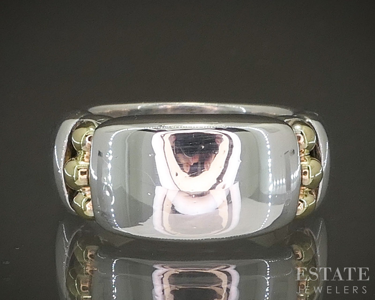 18k & Sterling Lagos Caviar Ladies Stacked Band Ring 11.8g p25560