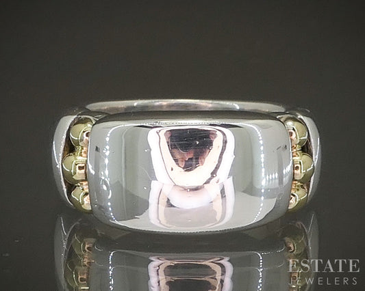 18k & Sterling Lagos Caviar Ladies Stacked Band Ring 11.8g p25560