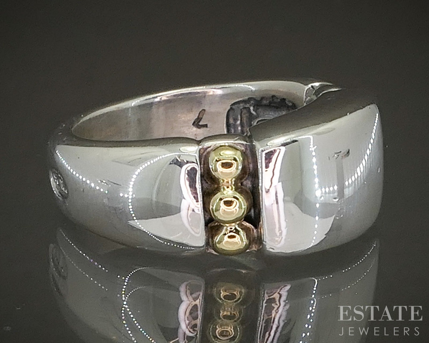18k & Sterling Lagos Caviar Ladies Stacked Band Ring 11.8g p25560
