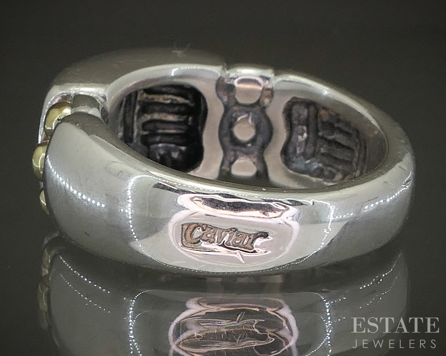 18k & Sterling Lagos Caviar Ladies Stacked Band Ring 11.8g p25560