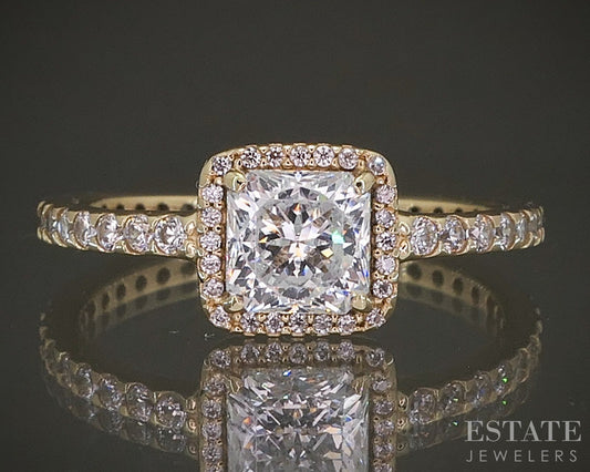 14k Yellow Gold Pandora Princess CZ Halo Engagement Ring 2.9g p25732