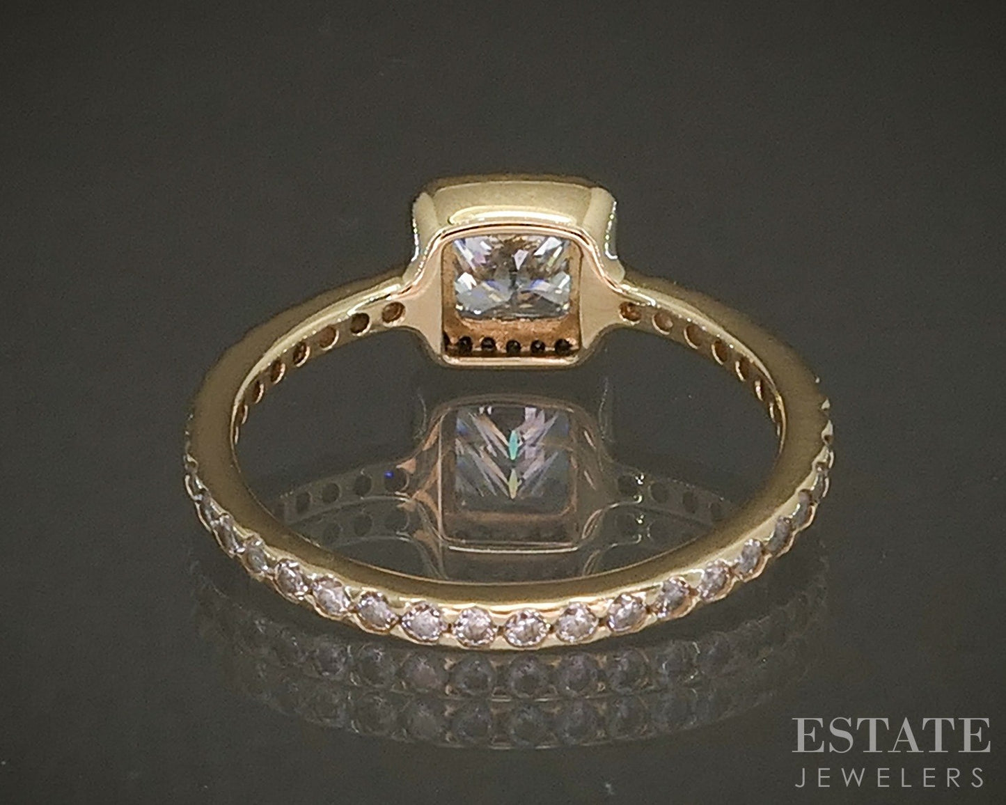 14k Yellow Gold Pandora Princess CZ Halo Engagement Ring 2.9g p25732