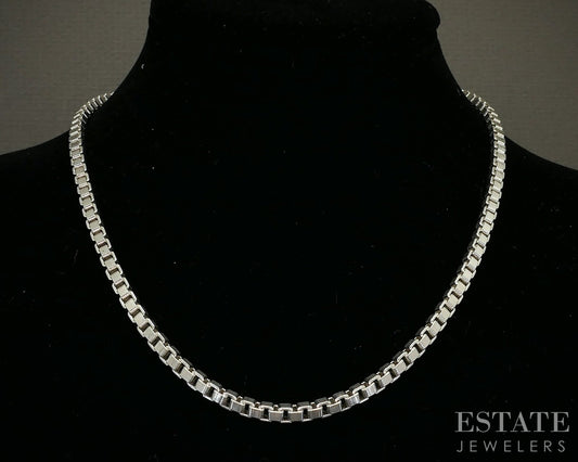 Sterling Tiffany & Co. Venetian Box Chain Link Ladies Necklace 38g 18"L p26007