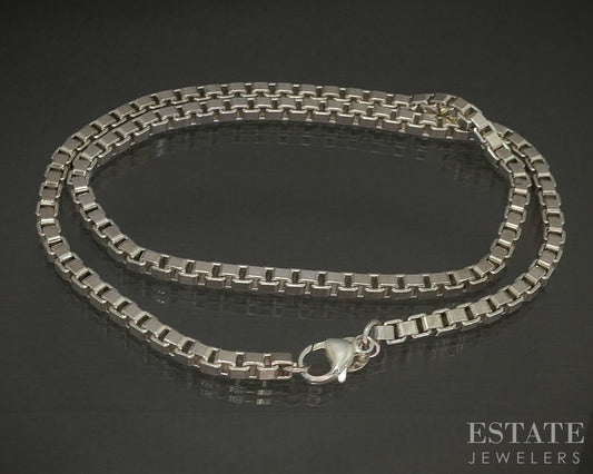 Sterling Tiffany & Co. Venetian Box Chain Link Ladies Necklace 38g 18"L p26007