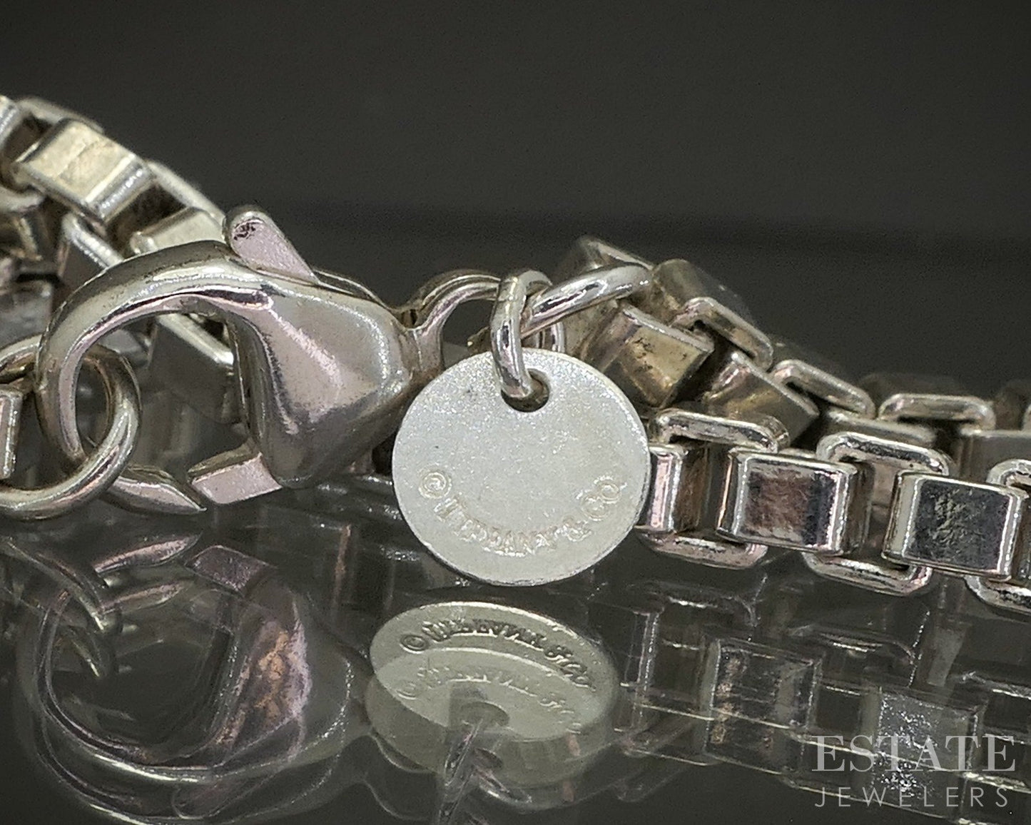 Sterling Tiffany & Co. Venetian Box Chain Link Ladies Necklace 38g 18"L p26007