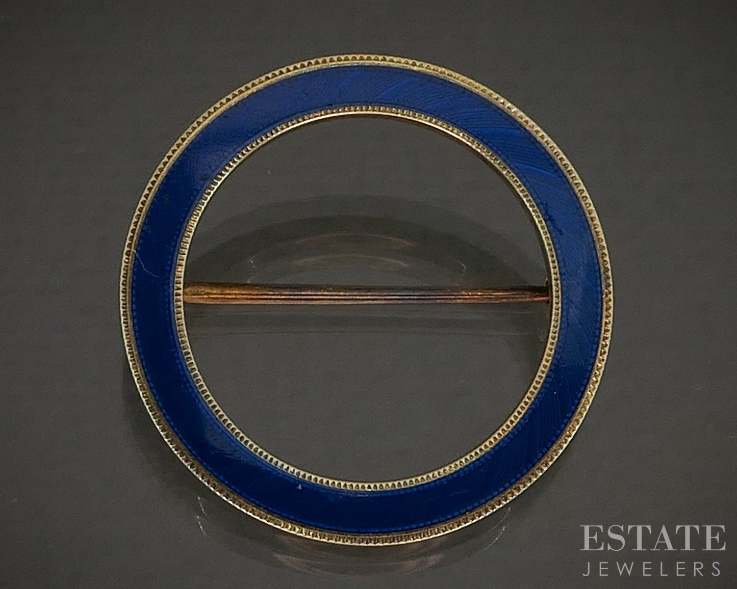 Antique 14k Yellow Gold Carter Gough Co. Enameled Circle Pin Brooch 2.7g p26249
