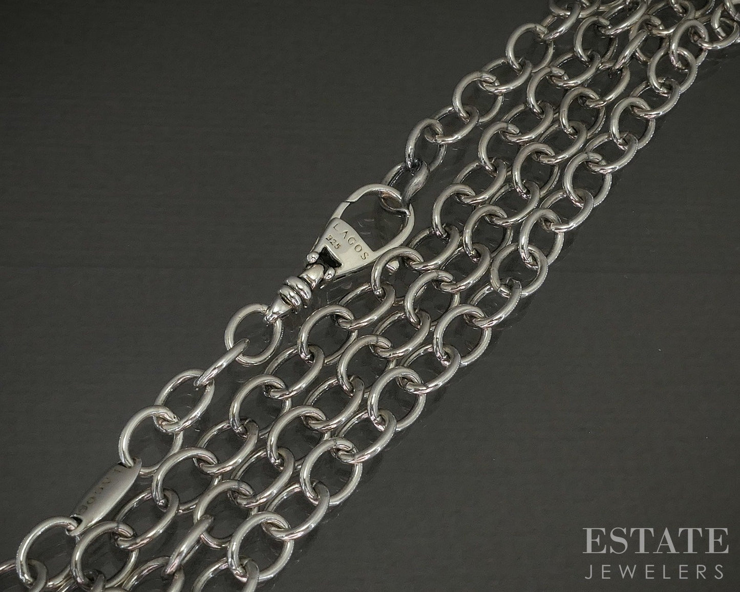 Sterling Silver LAGOS Caviar Oval Cable Necklace 19.5g 24"L p24712