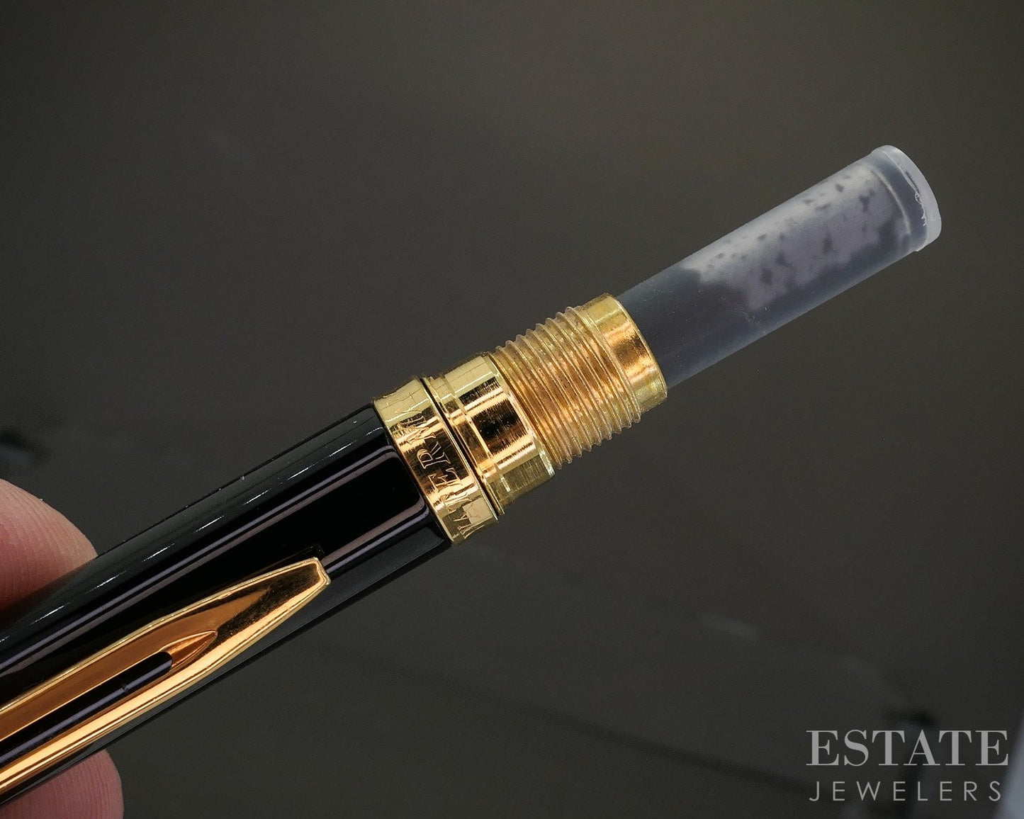 Vintage Waterman France 18k Yellow Gold Nib Black Fountain Pen p23030