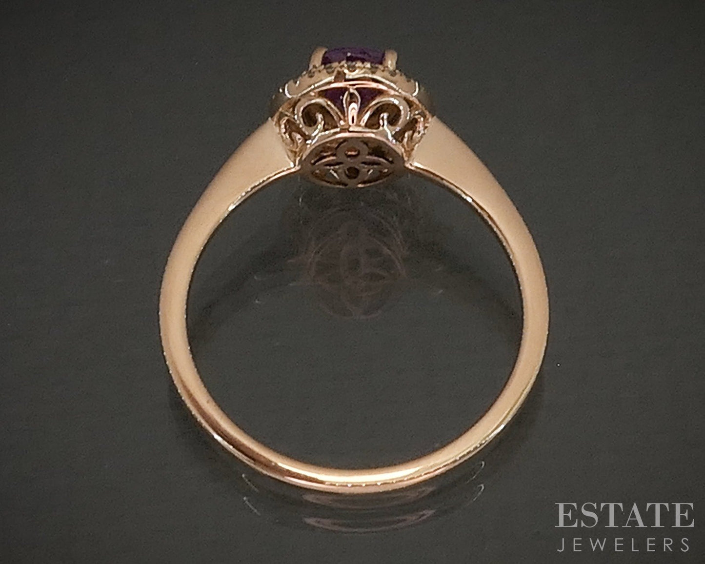 18k Rose Gold Natural Pink Sapphire & Diamond Halo Ladies Ring 3.6g p25440