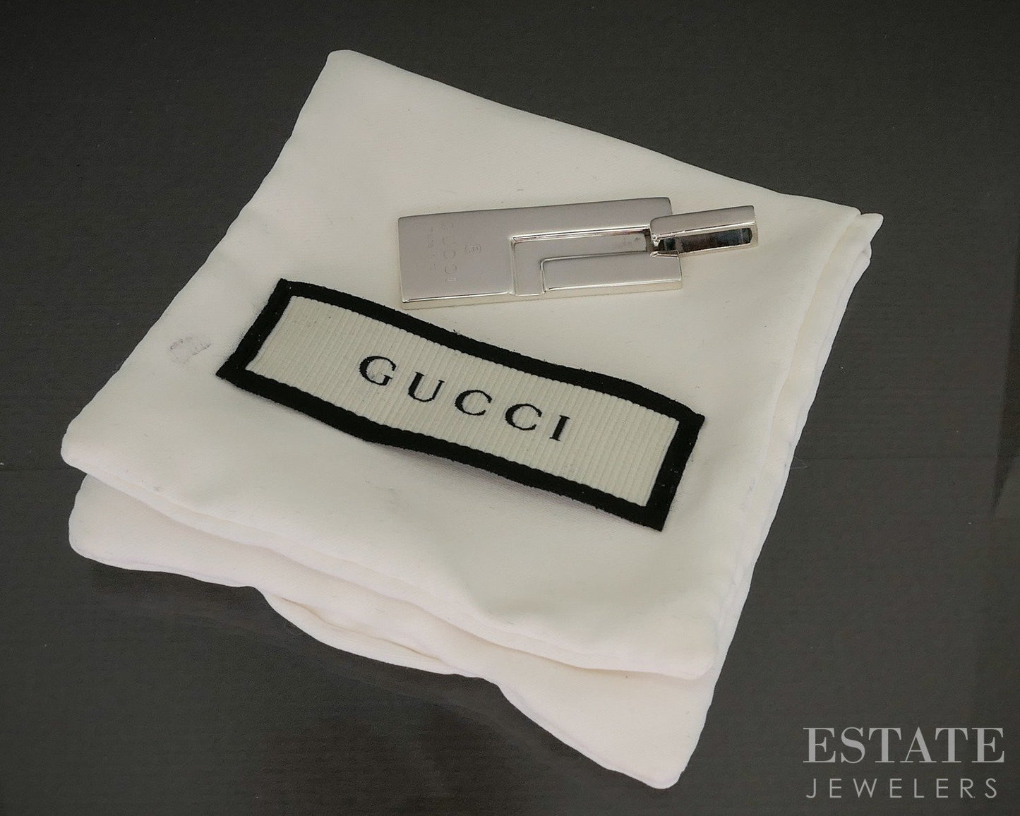Sterling Silver Gucci Logo Rectangle Pendant 8.7g p16846