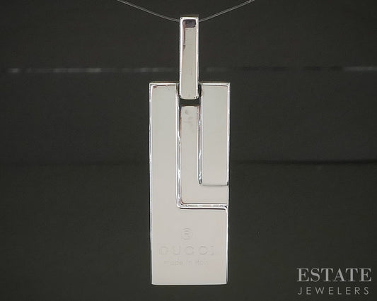 Sterling Silver Gucci Logo Rectangle Pendant 8.7g p16846