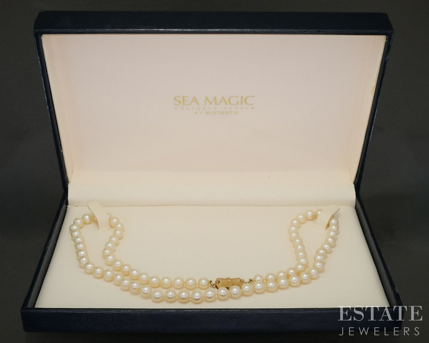 14k Yellow Gold Mikimoto Blue Lagoon 6mm Akoya Pearl Necklace 18"L p19718