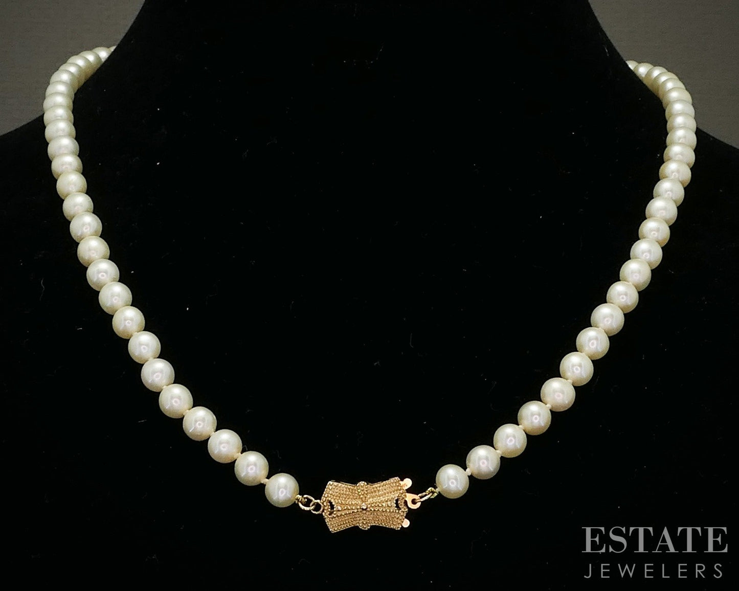 14k Yellow Gold Mikimoto Blue Lagoon 6mm Akoya Pearl Necklace 18"L p19718