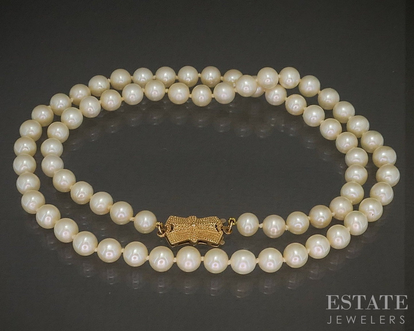 14k Yellow Gold Mikimoto Blue Lagoon 6mm Akoya Pearl Necklace 18"L p19718