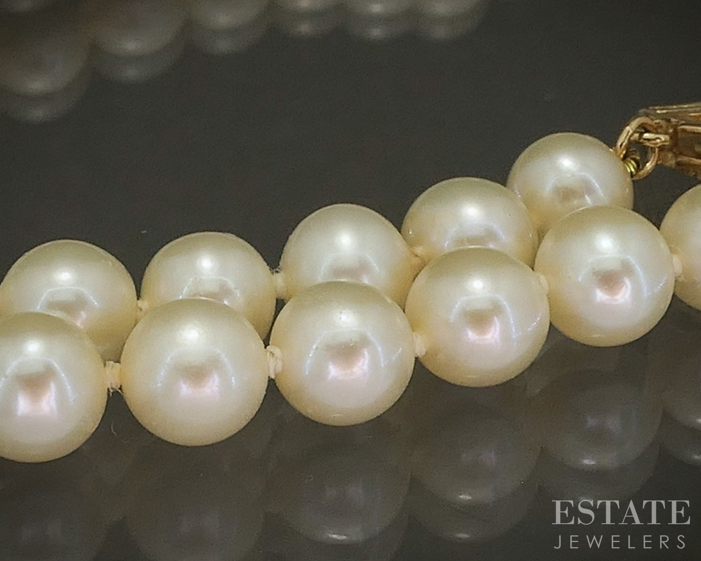 14k Yellow Gold Mikimoto Blue Lagoon 6mm Akoya Pearl Necklace 18"L p19718