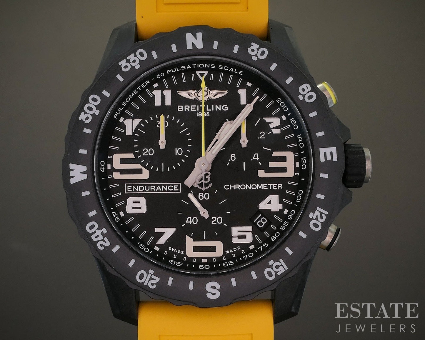 Breitling Endurance Pro Chronometer Black Dial Yellow X82310 Mens Watch p26298