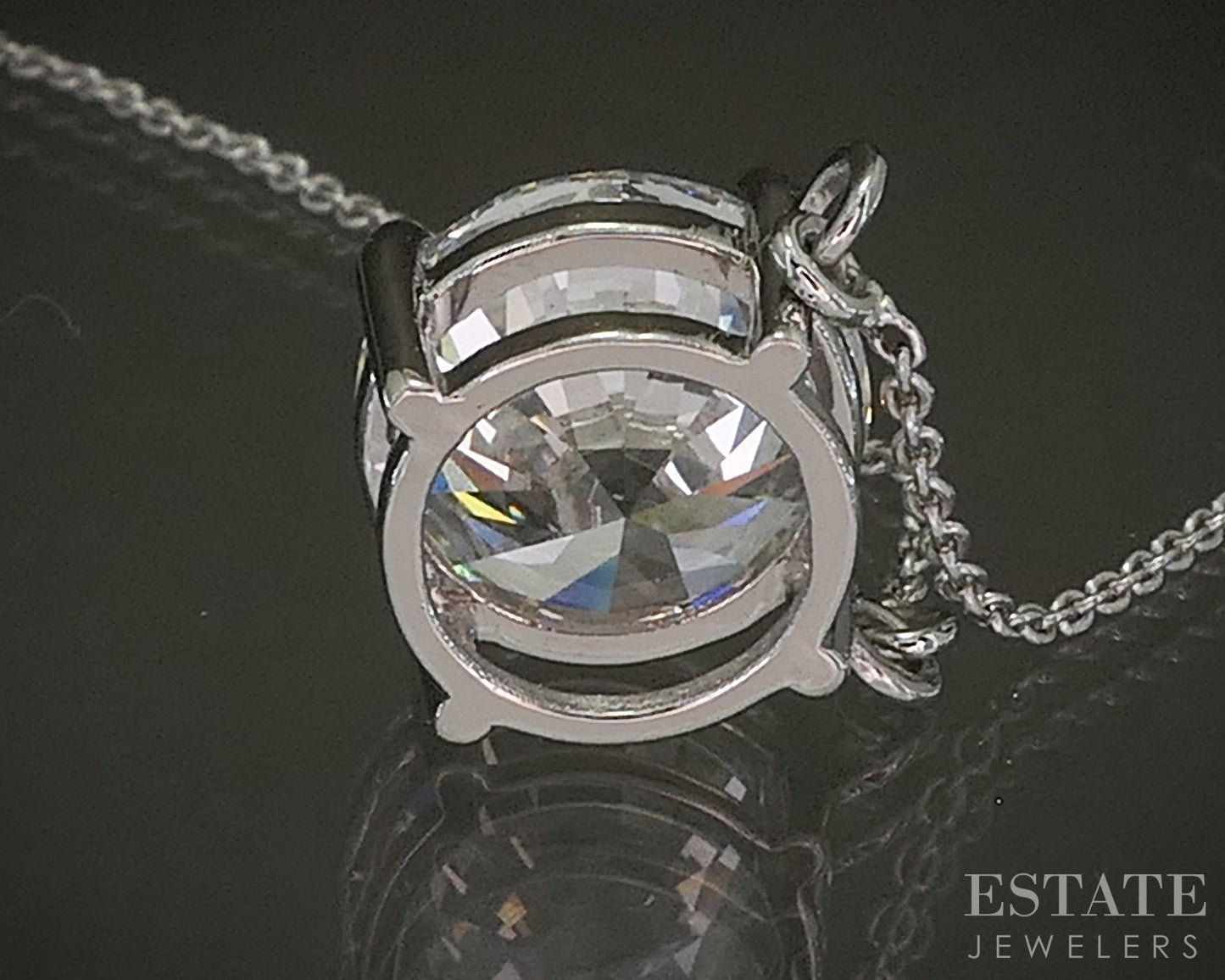 Platinum Round IGI Lab Created 5.02ct Diamond Solitaire Necklace 22"L p25727