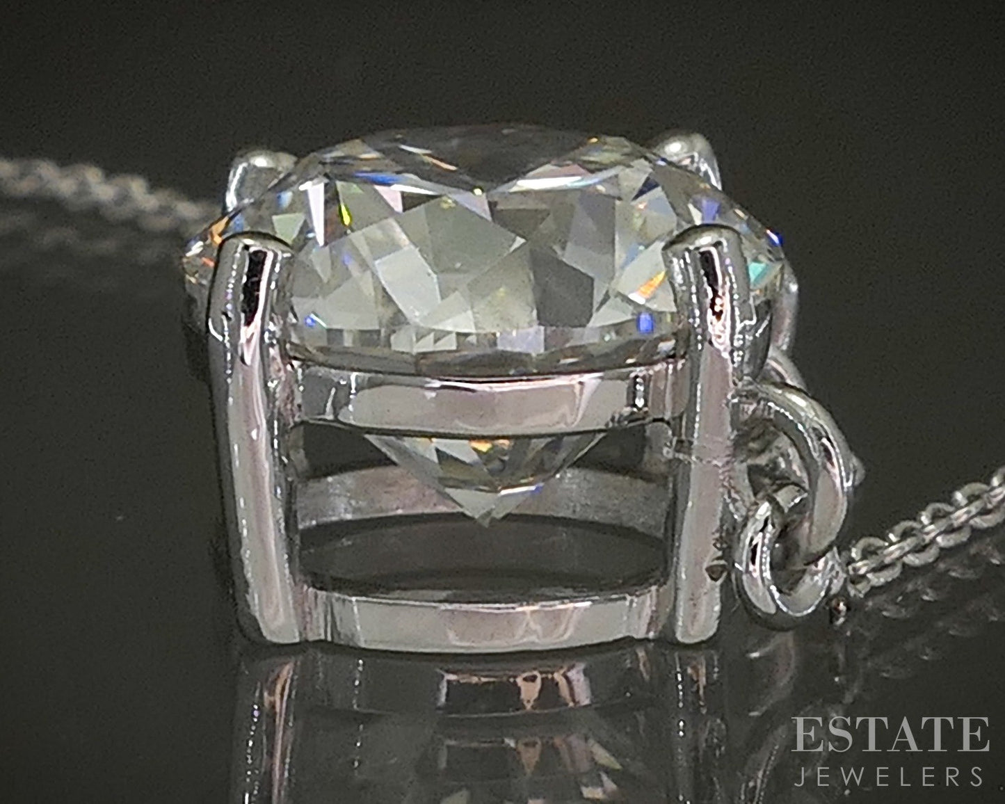 Platinum Round IGI Lab Created 5.02ct Diamond Solitaire Necklace 22"L p25727